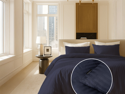 Dekbedovertrek Katoen-Satijn - Satijnstreep - Donkerblauw