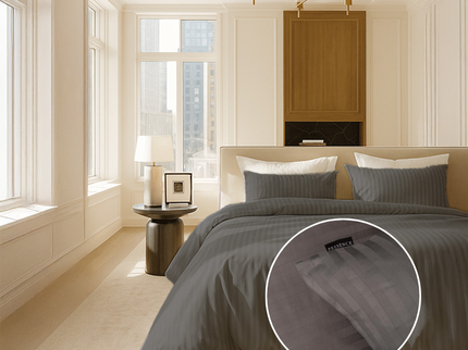 Dekbedovertrek Katoen-Satijn - Satijnstreep - Antraciet