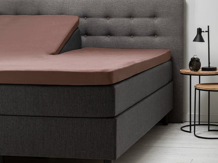 Fresh and Co Splittopper Hoeslaken - Katoen  Jersey Stretch - Terra