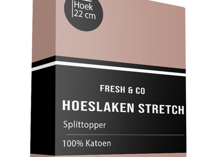 Fresh and Co Splittopper Hoeslaken - Katoen  Jersey Stretch - Terra