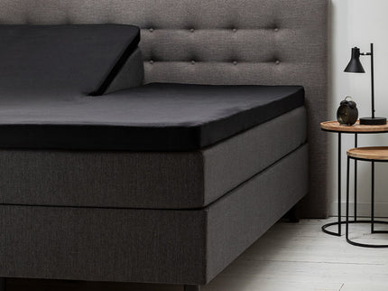 Fresh and Co Splittopper Hoeslaken - Katoen Jersey Stretch -  Zwart