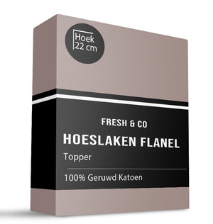 Fresh and Co Topper  Hoeslaken - Flanel - Taupe