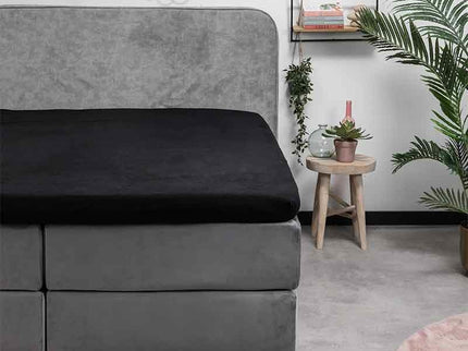 Fresh and Co Topper Hoeslaken - Flanel - Zwart