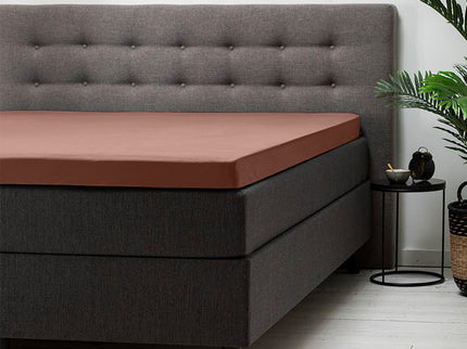 Fresh and Co Topper Hoeslaken - Katoen Jersey Stretch - Cognac