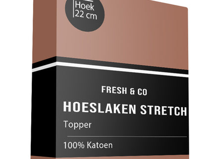 Fresh and Co Topper Hoeslaken - Katoen Jersey Stretch - Cognac