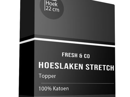 Fresh and Co Topper Hoeslaken - Katoen Jersey Stretch - Zwart