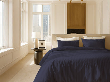 Dekbedovertrek Katoen-Satijn - Satijnstreep - Donkerblauw