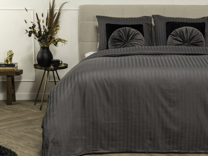 Presence Dekbedovertrek Katoen-Satijn - Satijnstreep - Antraciet
