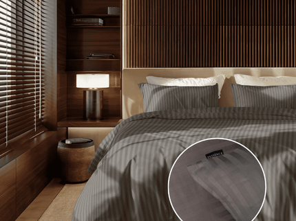 Presence Dekbedovertrek Katoen-Satijn - Satijnstreep - Antraciet