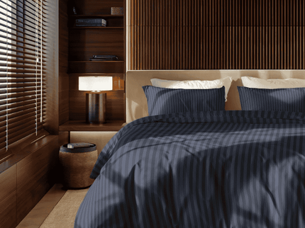 Presence Dekbedovertrek Katoen-Satijn - Satijnstreep - Donkerblauw