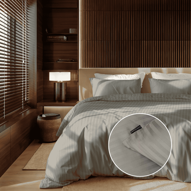 Presence Dekbedovertrek Katoen-Satijn - Satijnstreep - Grijs