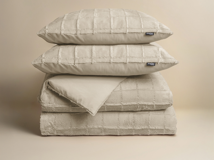 Sleeptime Dekbedovertrek Faux Fur - Check - Beige