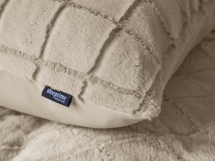Sleeptime Dekbedovertrek Faux Fur - Check - Beige