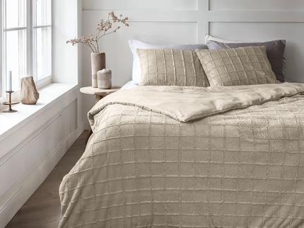 Sleeptime Dekbedovertrek Faux Fur - Check - Beige