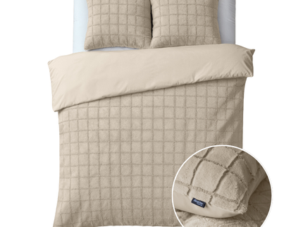 Sleeptime Dekbedovertrek Faux Fur - Check - Beige