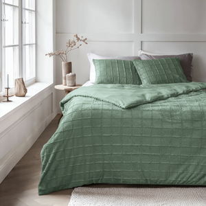 Sleeptime Dekbedovertrek Faux Fur - Check - Groen