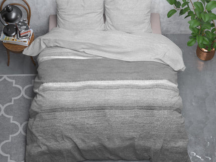 Sleeptime Elegance Dekbedovertrek Flanel Stone Stripe - Grijs - 240 x 200/220 cm