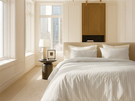 Dekbedovertrek Katoen-Satijn - Satijnstreep - Wit