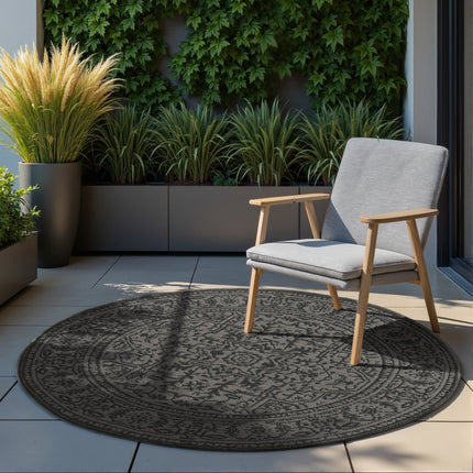 Dubbelzijdig Buitenkleed Kona Rond - Zwart