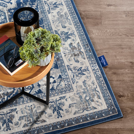 Vloerkleed Jehanne Rechthoekig - blauw creme