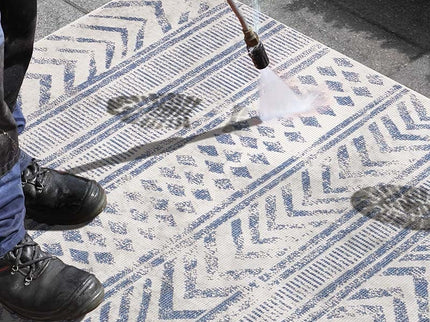 Dubbelzijdig Buitenkleed Biri - Blauw/Crème