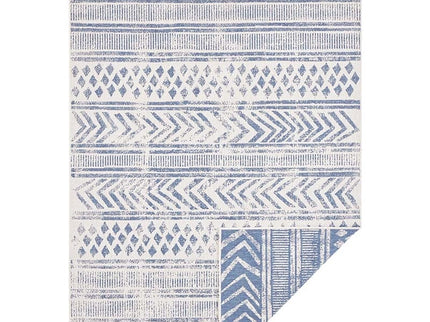 Dubbelzijdig Buitenkleed Biri - Blauw/Crème