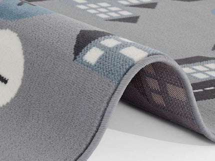 Vloerkleed Kids Town - Grijs / Blauw