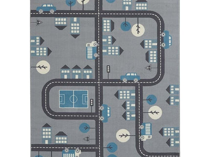 Vloerkleed Kids Town - Grijs / Blauw
