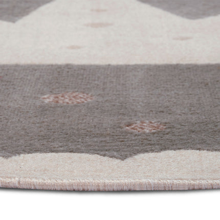 Vloerkleed Kids Crown Rond - Grijs