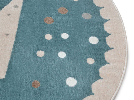 Vloerkleed Kids Crown Rond - Blauw