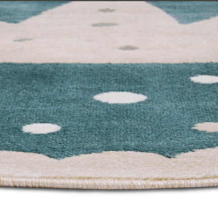 Vloerkleed Kids Crown Rond - Blauw