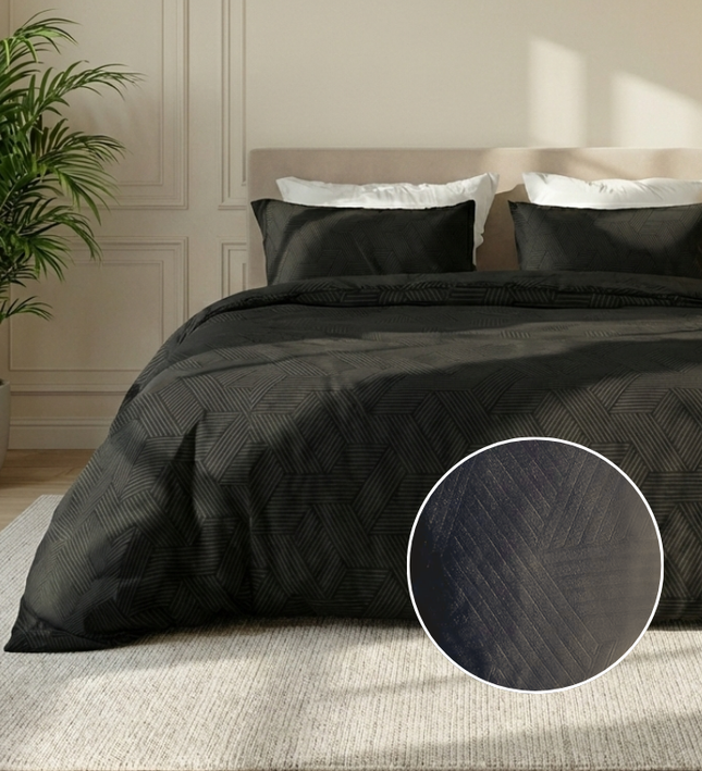 Dekbedovertrek Embossed Geometric - Zwart