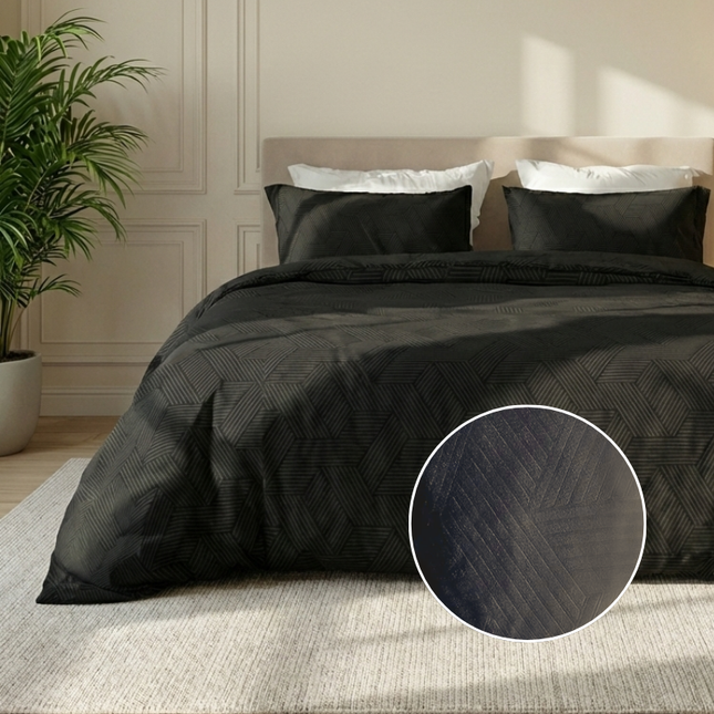 Dekbedovertrek Embossed Geometric - Zwart