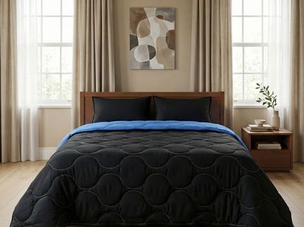 Lazy Dekbed Zonder Overtrek - Zwart/Blauw