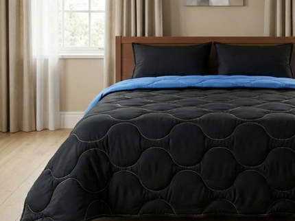 Lazy Dekbed Zonder Overtrek - Zwart/Blauw