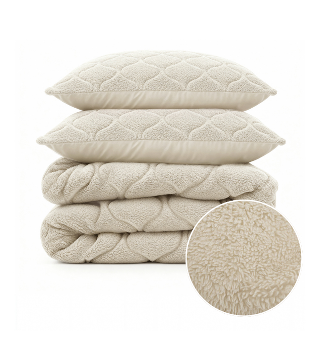 Lazy Dekbed Zonder Overtrek - Teddy - Beige/Off White