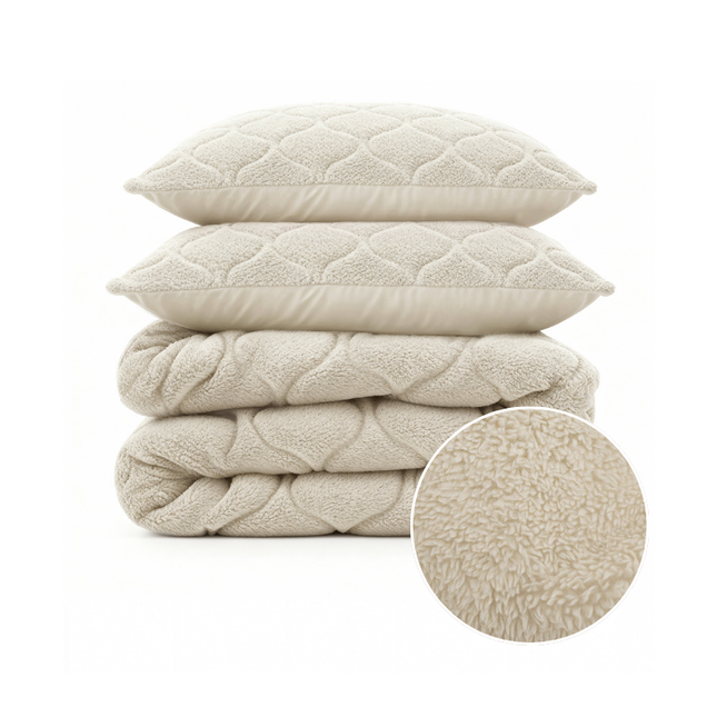 Lazy Dekbed Zonder Overtrek - Teddy - Beige/Off White