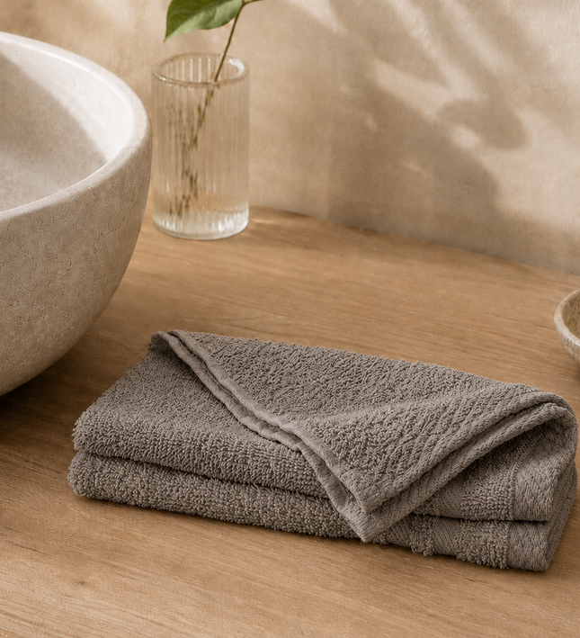 2-PACK Gastendoekjes Katoen - Taupe