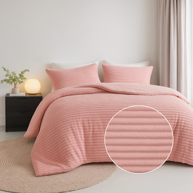 Dekbedovertrek Teddy Rib - Zacht Roze