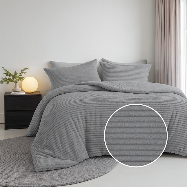 Dekbedovertrek Teddy Rib - Licht Grijs