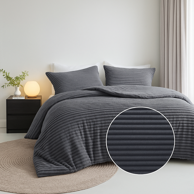 Dekbedovertrek Teddy Rib - Antraciet