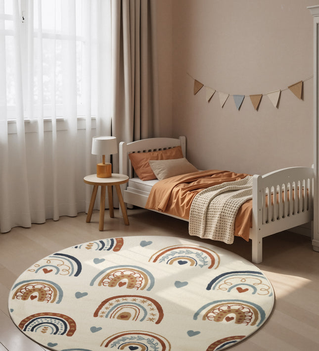 Vloerkleed Bowie Rond - Creme Multicolor
