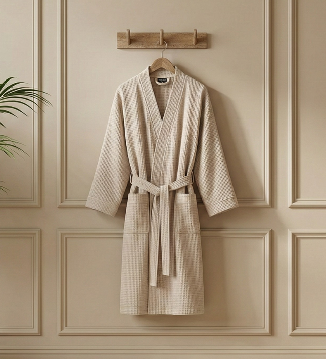 Badjas Wafel Katoen - Beige
