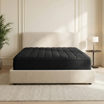 Wasbare Topper & Hoeslaken in 1 – Ultiem Slaapcomfort - Zwart