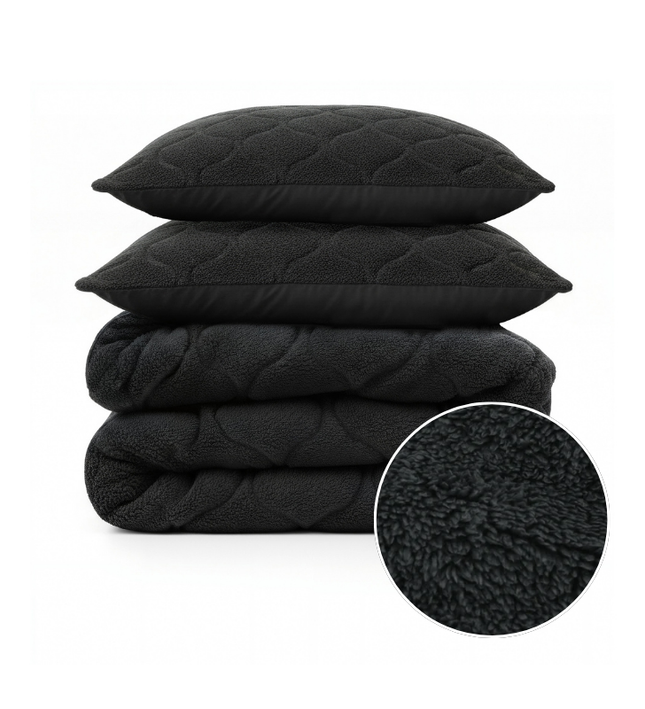 Lazy Dekbed Zonder Overtrek - Teddy - Zwart