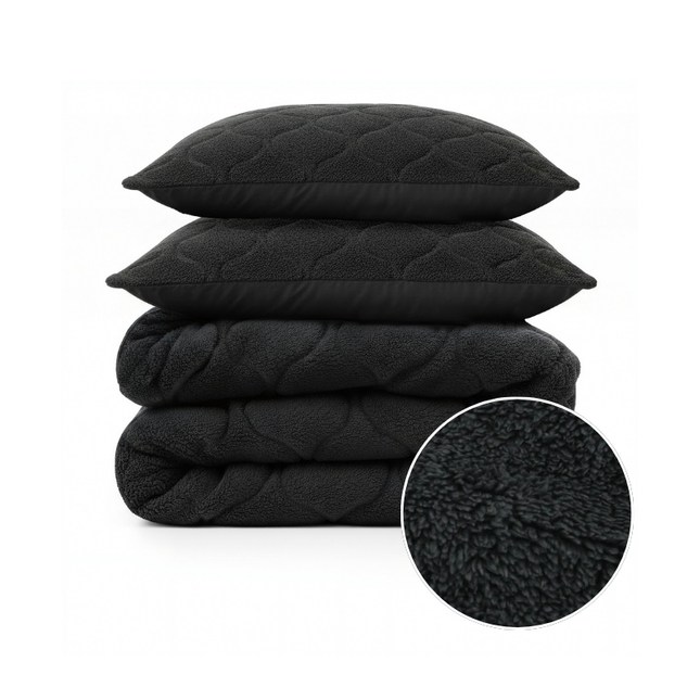 Lazy Dekbed Zonder Overtrek - Teddy - Zwart