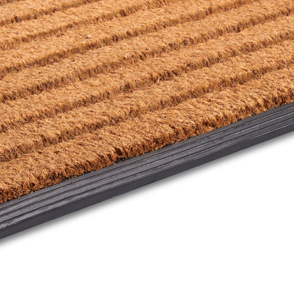 Vloerkleed Gummi Kokos Striped Rechthoekig - Kokos zwart