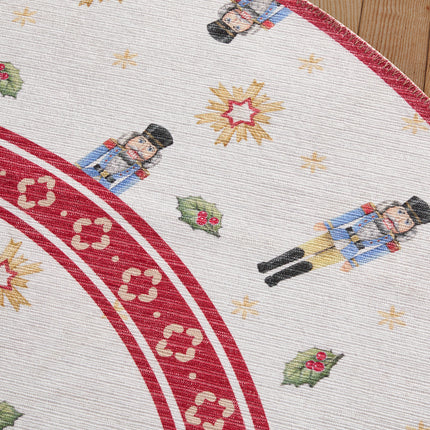 Vloerkleed Nutcracker Rond - Creme rood
