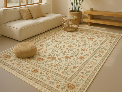 Vloerkleed Oriental Flowers - Geel/Crème