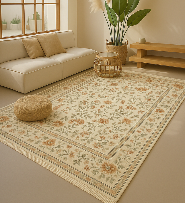 Vloerkleed Oriental Flowers - Geel/Crème